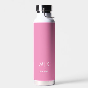 Roze en wit   Modern monogram Waterfles