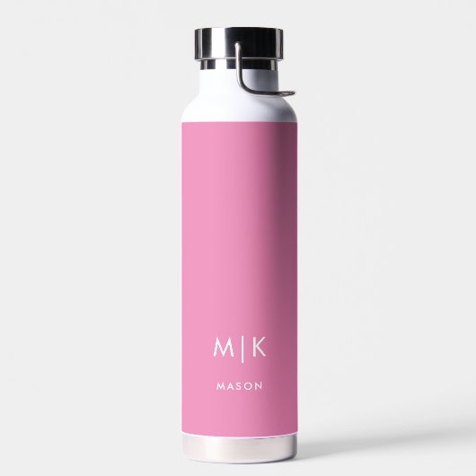 Roze en wit | Modern monogram Waterfles (Links)