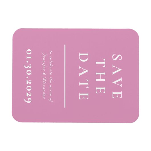 Roze en wit Modern Save the Date Magnet Magneet (Horizontaal)
