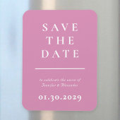 Roze en wit Modern Save the Date Magnet Magneet
