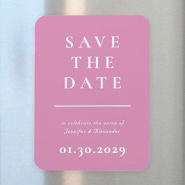 Roze en wit Modern Save the Date Magnet Magneet