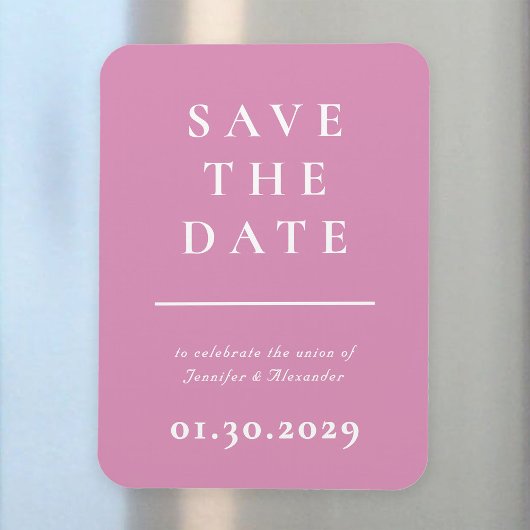 Roze en wit Modern Save the Date Magnet Magneet