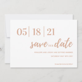 roze en wit modern script opslaan datum save the date
