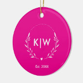 Roze en Wit | Moderne Initialen Monogram Keramisch Ornament (Links)