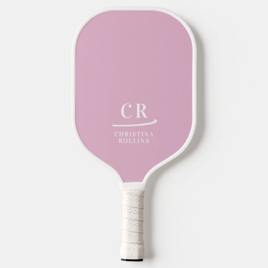 Roze en wit | Moderne Monogram Pickleball Paddle (Achterkant)