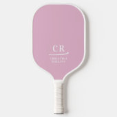 Roze en wit | Moderne Monogram Pickleball Paddle (Voorkant)