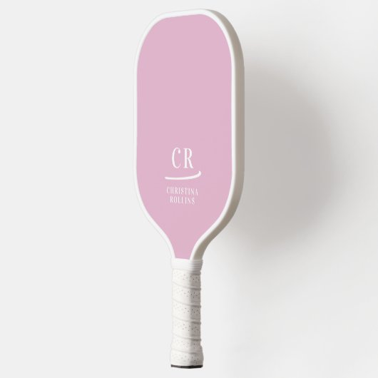 Roze en wit | Moderne Monogram Pickleball Paddle (Links)