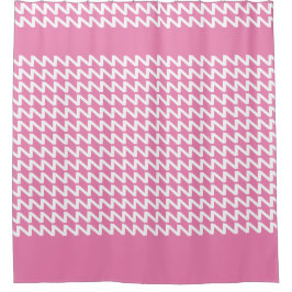 Roze en wit Moderne Scherpe Golven Douchegordijn