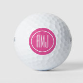 Roze en wit monogram aanpassen golfballen (Voorkant)