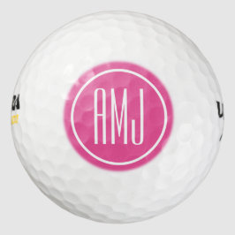 Roze en wit monogram aanpassen golfballen