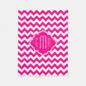 Roze en wit Monogram Chevron Patroon 2 Fleece Deken (Voorkant)
