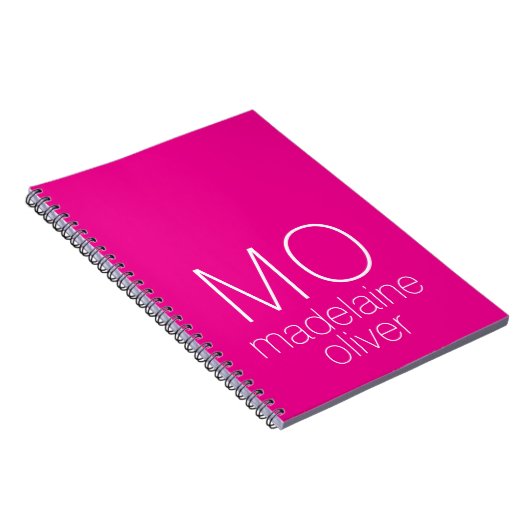 Roze en Wit Monogram Initiaal Notitieboek Journal (Rechterzijde)