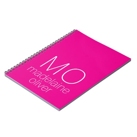 Roze en Wit Monogram Initiaal Notitieboek Journal (Linkerzijde)