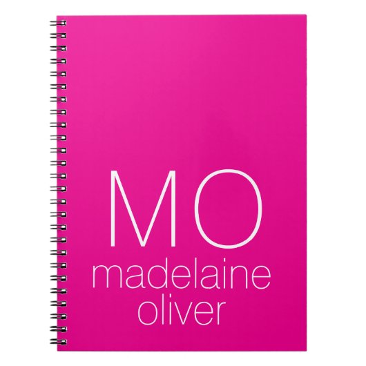 Roze en Wit Monogram Initiaal Notitieboek Journal (Voorkant)