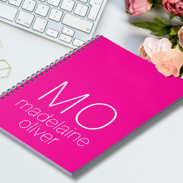 Roze en Wit Monogram Initiaal Notitieboek Journal