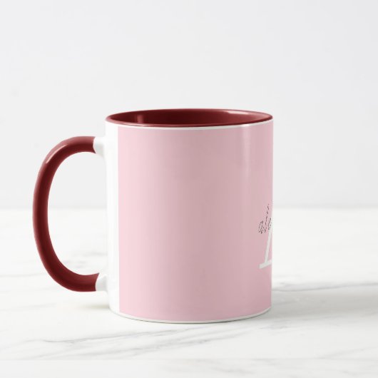 Roze en wit monogram met Jouw naam Mok (Links)