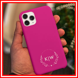 Roze en wit | Monogram moderne Initialen iPhone 16 Pro Max Hoesje
