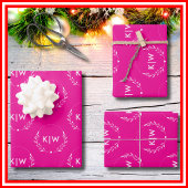 Roze en wit | Monogram moderne Initialen Inpakpapier Vel