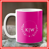 Roze en wit | Monogram moderne Initialen Koffiemok