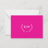 Roze en wit | Monogram moderne Initialen Notitiekaartje (Achterkant)
