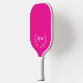 Roze en wit | Monogram moderne Initialen Pickleball Paddle (Links)