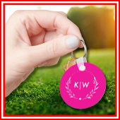 Roze en wit | Monogram moderne Initialen Sleutelhanger
