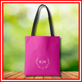 Roze en wit | Monogram moderne Initialen Tote Bag