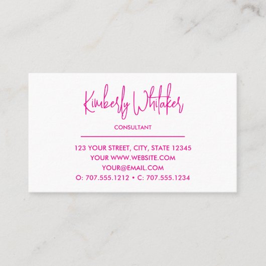 Roze en wit | Monogram moderne Initialen Visitekaartje (Voorkant)