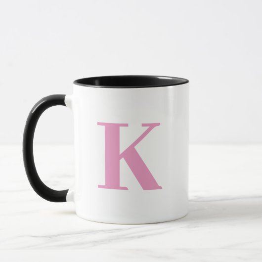 Roze en wit monogram mok (Links)