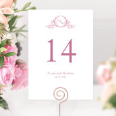 Roze en Wit Monogram Trouwtafel Nummer