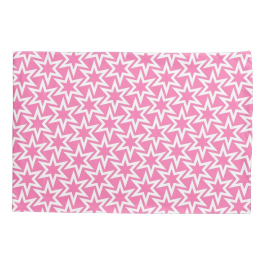 Roze en wit motief | Geometrisch sterpatroon Kussensloop (Achterkant)