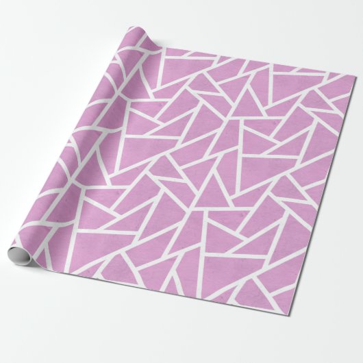 Roze en wit mozaïekpatroon cadeaupapier (Uitgerold)