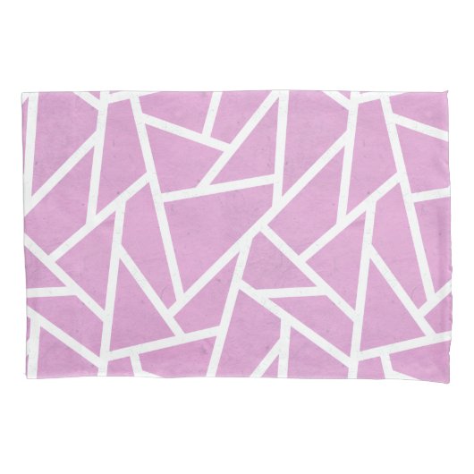 Roze en wit mozaïekpatroon kussensloop (Voorkant)