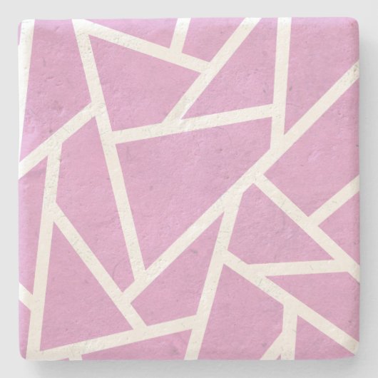 Roze en wit mozaïekpatroon stenen onderzetter (Voorkant)