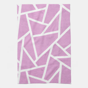 Roze en wit mozaïekpatroon theedoek