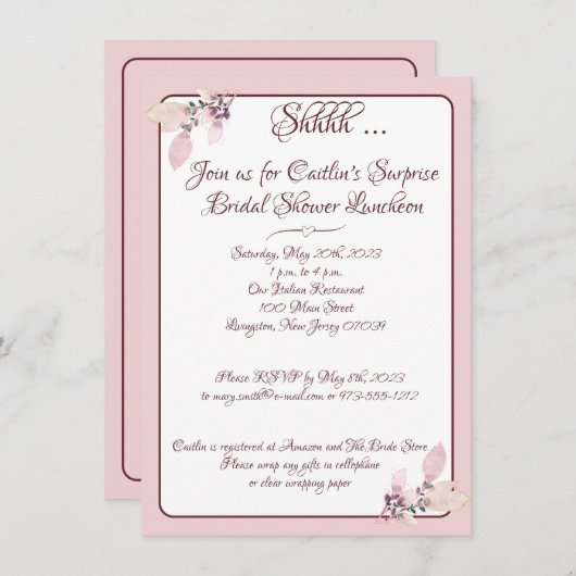 Roze en Wit Omtrek Vrijgezellenfeest Kaart (Voorkant / Achterkant)