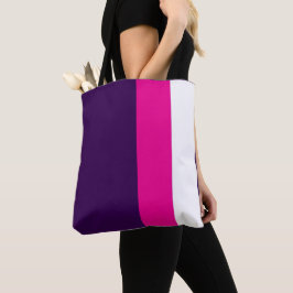 Roze en wit op marineblauwe tote bag
