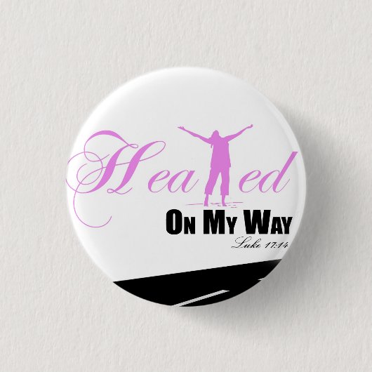 Roze en wit Op weg naar mijn Button (Voorkant)