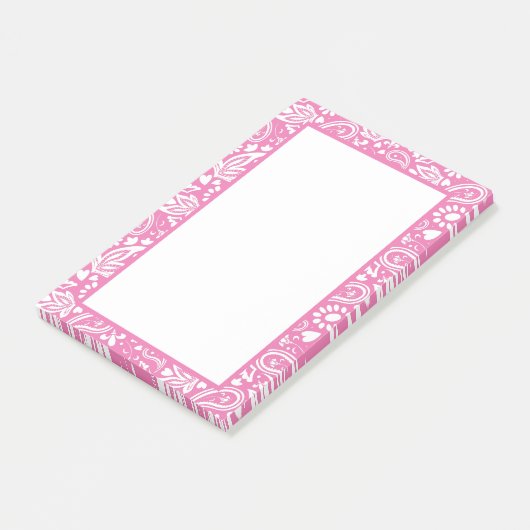 Roze en Wit Paisley Patterned  Post-it® Notes (Schuin)