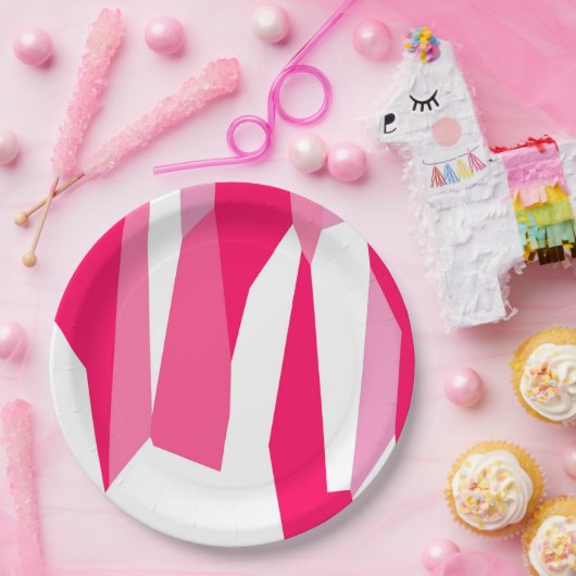 Roze en Wit Papieren Bordje (Feest)