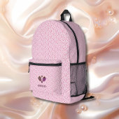 Roze en Wit Patroon Modern Monogram Pickleball Bedrukte Rugzak