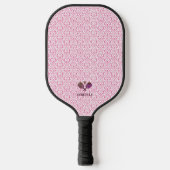 Roze en Wit Patroon Modern Monogram Pickleball Paddle (Voorkant)