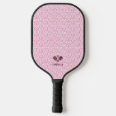 Roze en Wit Patroon Modern Monogram Pickleball Paddle (Achterkant)