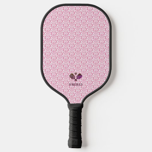 Roze en Wit Patroon Modern Monogram Pickleball Paddle (Achterkant)