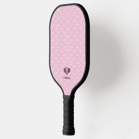 Roze en Wit Patroon Modern Monogram Pickleball Paddle (Links)