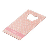 Roze en wit patroon personaliseren creditkaart flessenopener (Voorkant Gekanteld)