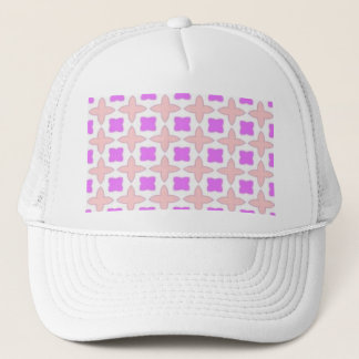 roze en wit patroon trucker pet