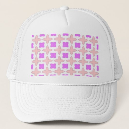 roze en wit patroon trucker pet (Voorkant)