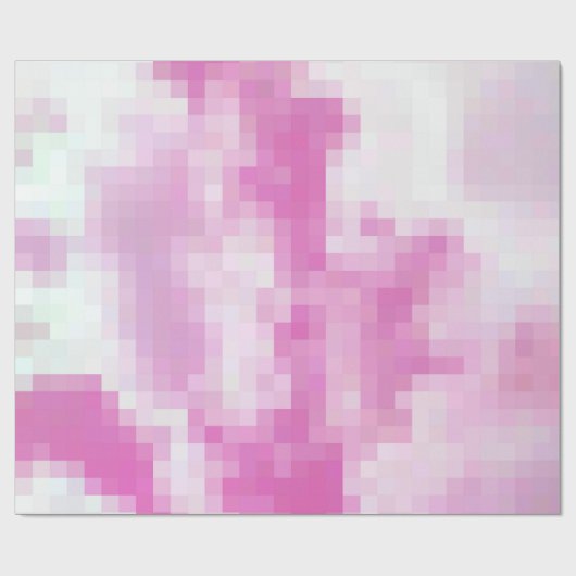 Roze en wit pixel inpakkend document cadeaupapier (Vlak)