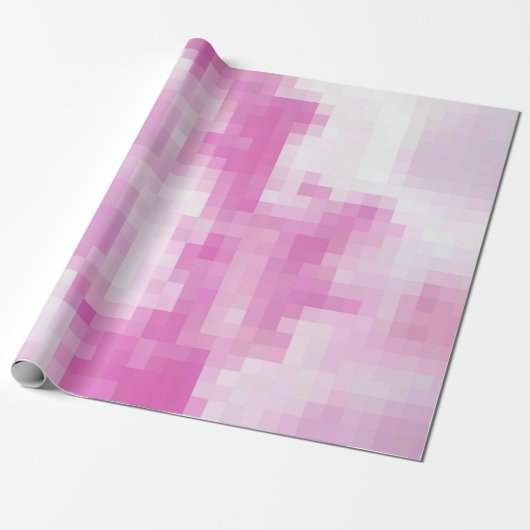 Roze en wit pixel inpakkend document cadeaupapier (Uitgerold)